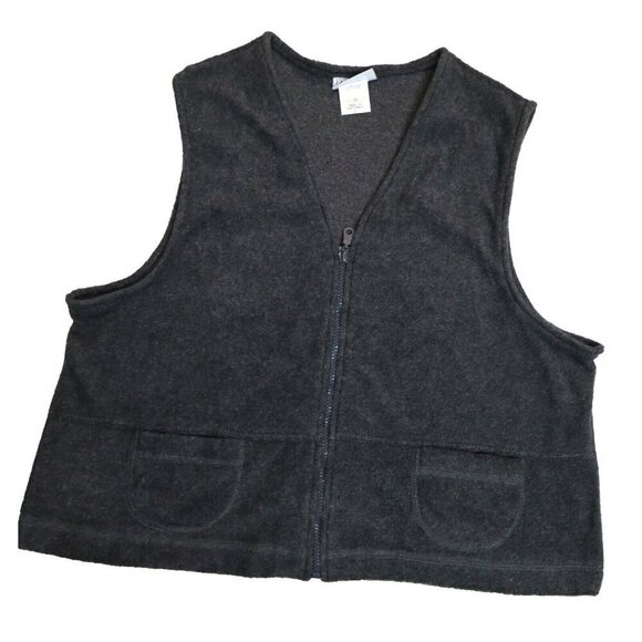 Jantzen Classics Vintage Women's Sweater Vest Gray Terry Fleece Size XL - Picture 2 of 4